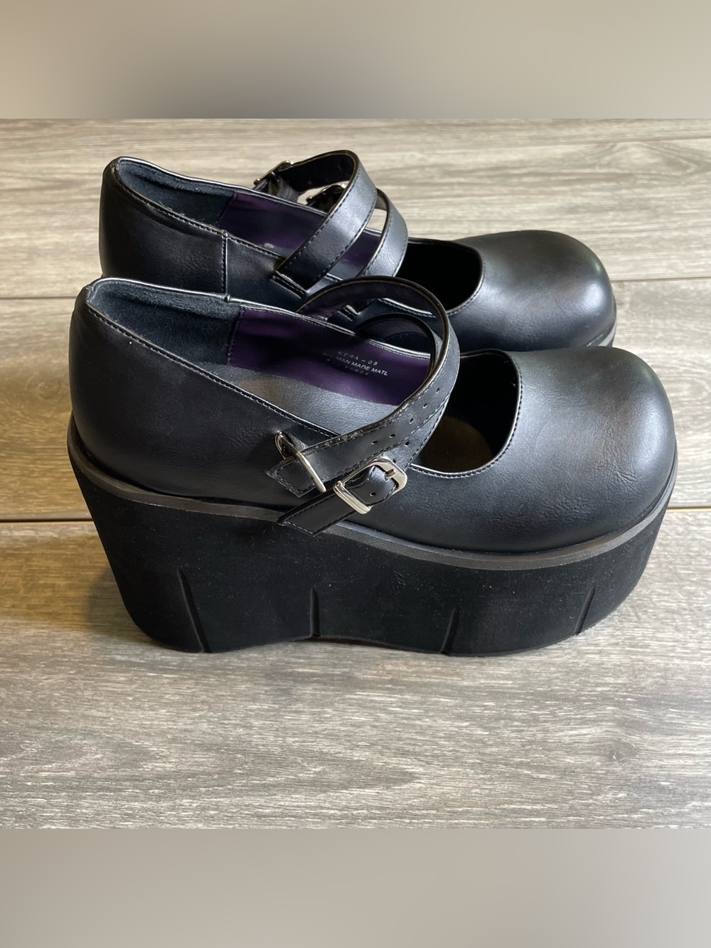 DEMONIA KERA08 4 1/2" Platform Women's Gothic Punk Black Mary Janes Shoes Size 8